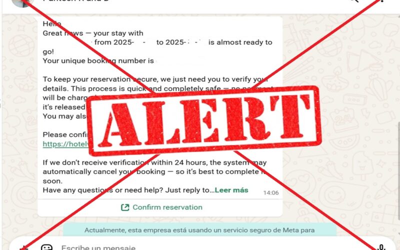 Fuimos posibles víctimas de un ciberataque previo a un viaje. Alerta por un número raro y un extraño pedido de datos de un hotel